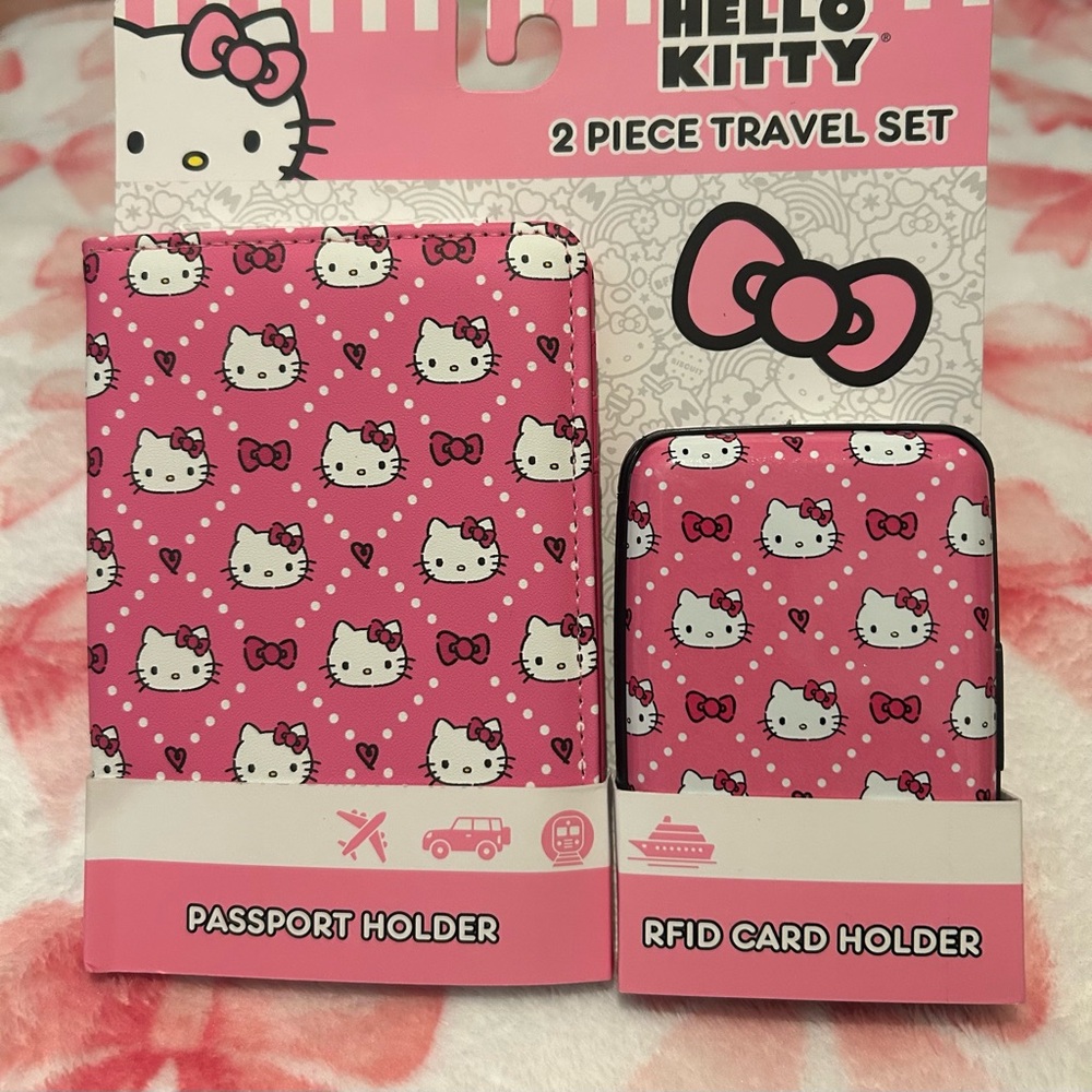 Hello Kitty Pink Passport Holder & RFID Card Holder Travel Set